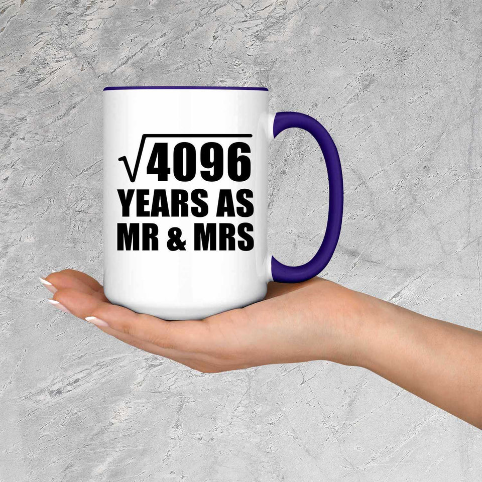 64th Anniversary Square Root of 4096 Years As Mr & Mrs - 15oz Accent Mug Purple