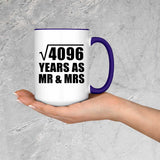 64th Anniversary Square Root of 4096 Years As Mr & Mrs - 15oz Accent Mug Purple