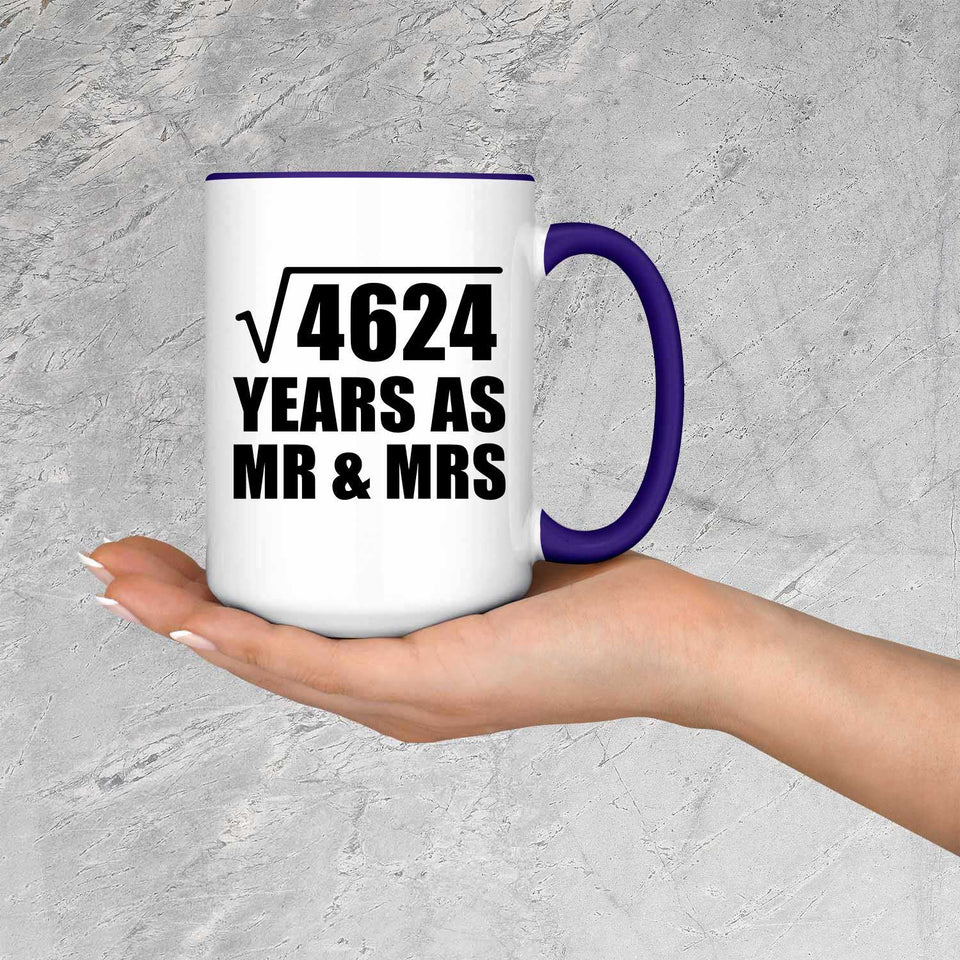 68th Anniversary Square Root of 4624 Years As Mr & Mrs - 15oz Accent Mug Purple