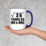 6th Anniversary Square Root of 36 Years As Mr & Mrs - 15oz Accent Mug Purple