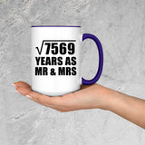 87th Anniversary Square Root of 7569 Years As Mr & Mrs - 15oz Accent Mug Purple