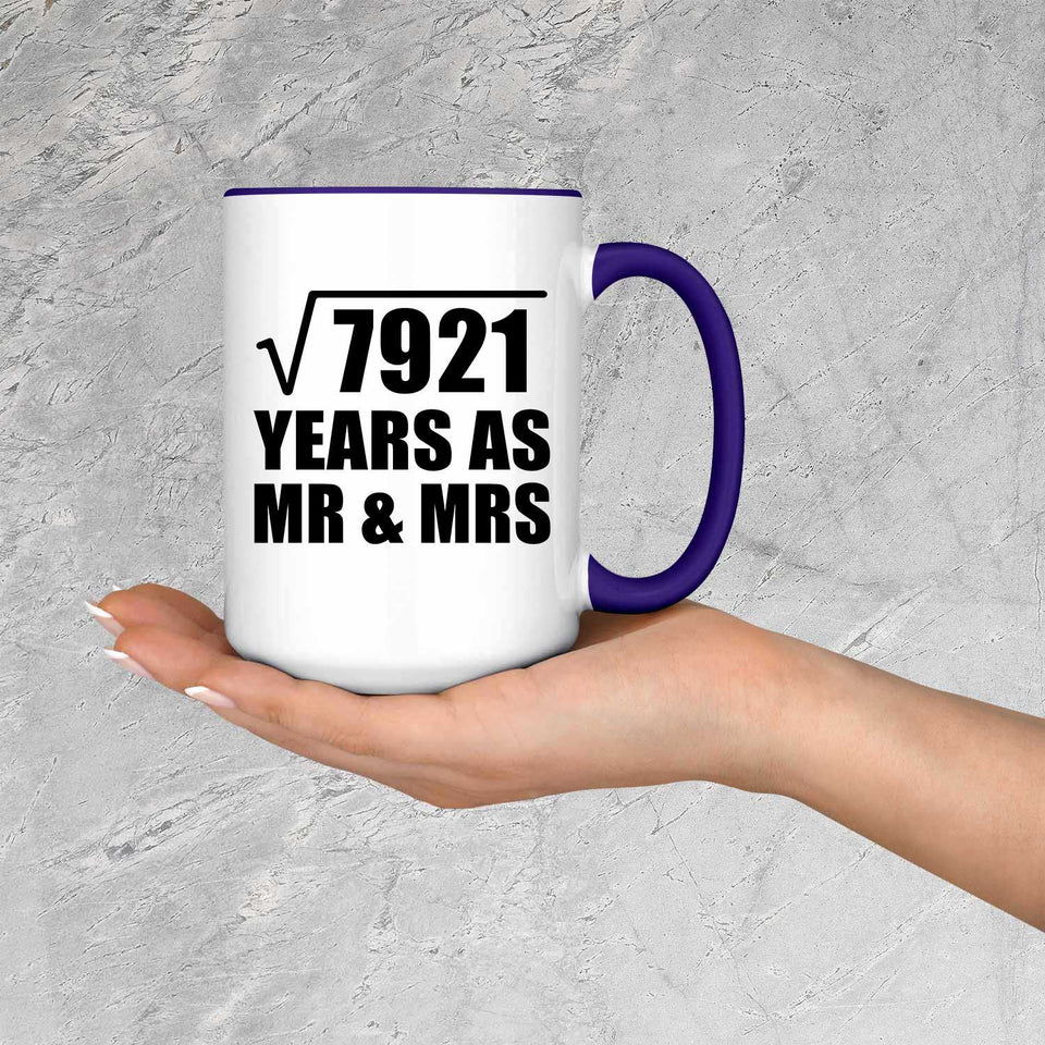 89th Anniversary Square Root of 7921 Years As Mr & Mrs - 15oz Accent Mug Purple