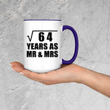 8th Anniversary Square Root of 64 Years As Mr & Mrs - 15oz Accent Mug Purple