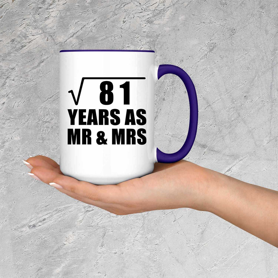 9th Anniversary Square Root of 81 Years As Mr & Mrs - 15oz Accent Mug Purple