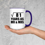 9th Anniversary Square Root of 81 Years As Mr & Mrs - 15oz Accent Mug Purple