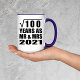 10th Anniversary Square Root of 100 Years As Mr & Mrs 2021 - 15oz Accent Mug Purple