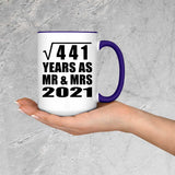 21st Anniversary Square Root of 441 Years As Mr & Mrs 2021 - 15oz Accent Mug Purple
