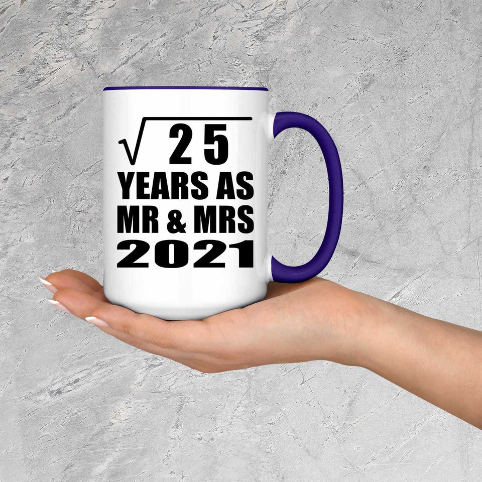 5th Anniversary Square Root of 25 Years As Mr & Mrs 2021 - 15oz Accent Mug Purple