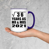 6th Anniversary Square Root of 36 Years As Mr & Mrs 2021 - 15oz Accent Mug Purple