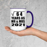 8th Anniversary Square Root of 64 Years As Mr & Mrs 2021 - 15oz Accent Mug Purple