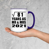 9th Anniversary Square Root of 81 Years As Mr & Mrs 2021 - 15oz Accent Mug Purple