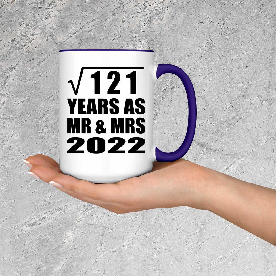 11th Anniversary Square Root of 121 Years As Mr & Mrs 2022 - 15oz Accent Mug Purple