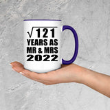 11th Anniversary Square Root of 121 Years As Mr & Mrs 2022 - 15oz Accent Mug Purple