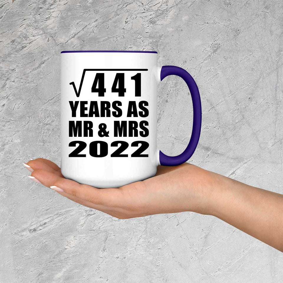 21st Anniversary Square Root of 441 Years As Mr & Mrs 2022 - 15oz Accent Mug Purple
