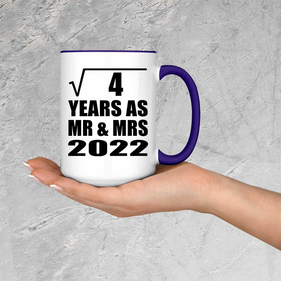 2nd Anniversary Square Root of 4 Years As Mr & Mrs 2022 - 15oz Accent Mug Purple