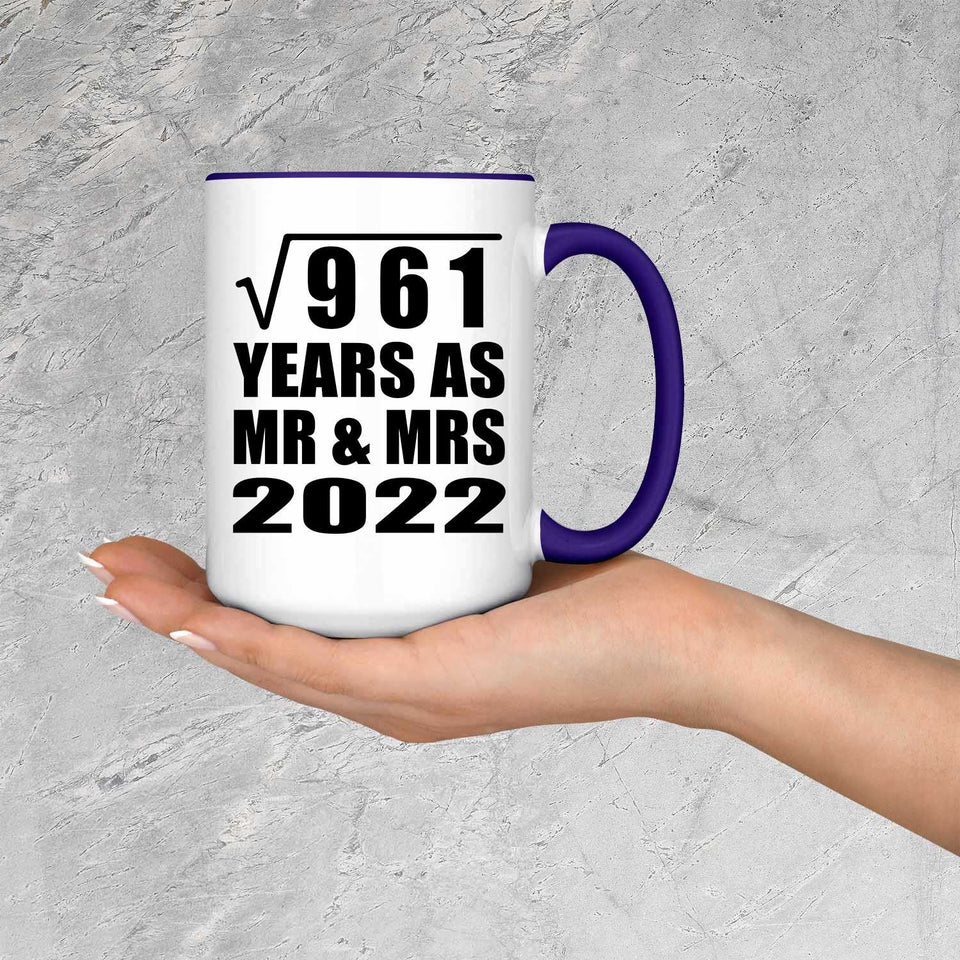31st Anniversary Square Root of 961 Years As Mr & Mrs 2022 - 15oz Accent Mug Purple