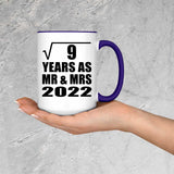 3rd Anniversary Square Root of 9 Years As Mr & Mrs 2022 - 15oz Accent Mug Purple