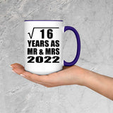 4th Anniversary Square Root of 16 Years As Mr & Mrs 2022 - 15oz Accent Mug Purple