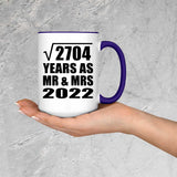 52nd Anniversary Square Root of 2704 Years As Mr & Mrs 2022 - 15oz Accent Mug Purple