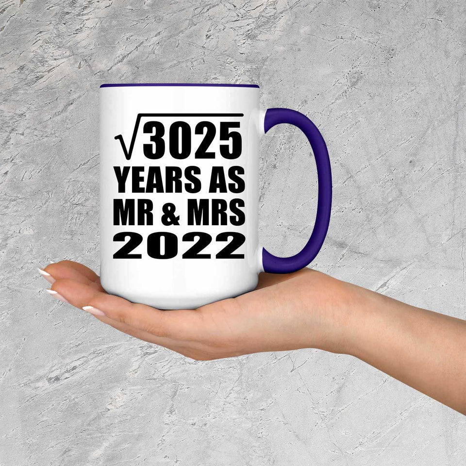 55th Anniversary Square Root of 3025 Years As Mr & Mrs 2022 - 15oz Accent Mug Purple