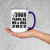 63rd Anniversary Square Root of 3969 Years As Mr & Mrs 2022 - 15oz Accent Mug Purple