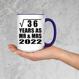 6th Anniversary Square Root of 36 Years As Mr & Mrs 2022 - 15oz Accent Mug Purple