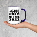 80th Anniversary Square Root of 6400 Years As Mr & Mrs 2022 - 15oz Accent Mug Purple