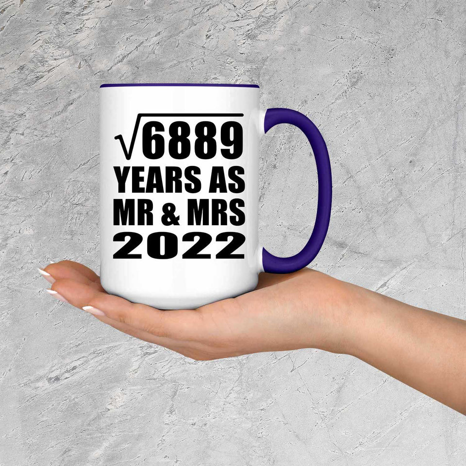 83rd Anniversary Square Root of 6889 Years As Mr & Mrs 2022 - 15oz Accent Mug Purple