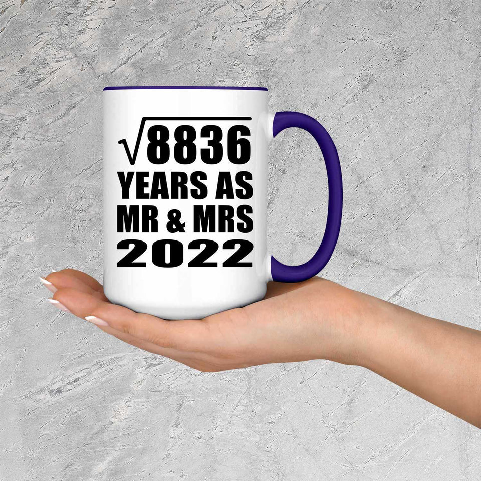 94th Anniversary Square Root of 8836 Years As Mr & Mrs 2022 - 15oz Accent Mug Purple