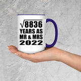 94th Anniversary Square Root of 8836 Years As Mr & Mrs 2022 - 15oz Accent Mug Purple