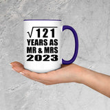 11th Anniversary Square Root of 121 Years As Mr & Mrs 2023 - 15oz Accent Mug Purple