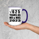 25th Anniversary Square Root of 625 Years As Mr & Mrs 2023 - 15oz Accent Mug Purple