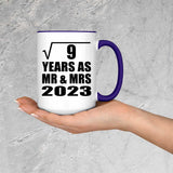 3rd Anniversary Square Root of 9 Years As Mr & Mrs 2023 - 15oz Accent Mug Purple