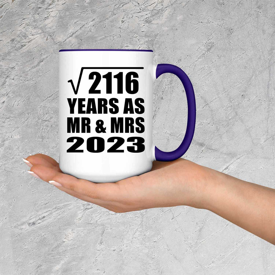 46th Anniversary Square Root of 2116 Years As Mr & Mrs 2023 - 15oz Accent Mug Purple