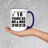 4th Anniversary Square Root of 16 Years As Mr & Mrs 2023 - 15oz Accent Mug Purple