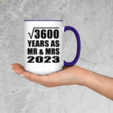 60th Anniversary Square Root of 3600 Years As Mr & Mrs 2023 - 15oz Accent Mug Purple