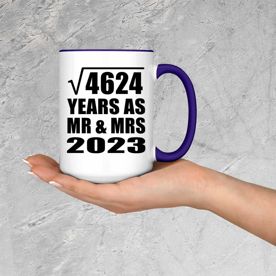 68th Anniversary Square Root of 4624 Years As Mr & Mrs 2023 - 15oz Accent Mug Purple