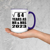 8th Anniversary Square Root of 64 Years As Mr & Mrs 2023 - 15oz Accent Mug Purple