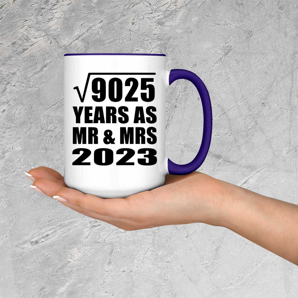 95th Anniversary Square Root of 9025 Years As Mr & Mrs 2023 - 15oz Accent Mug Purple