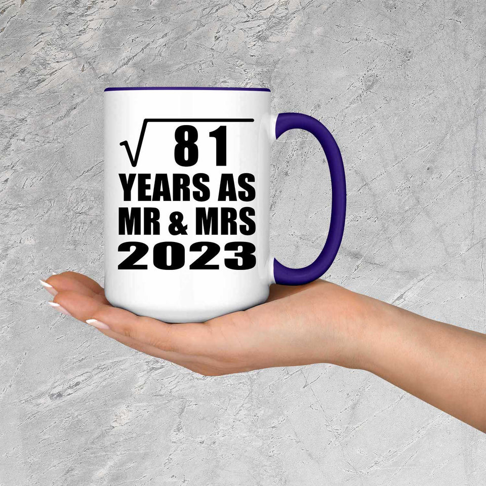 9th Anniversary Square Root of 81 Years As Mr & Mrs 2023 - 15oz Accent Mug Purple