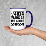 68th Anniversary Square Root of 4624 Years As Mr & Mrs 2024 - 15oz Accent Mug Purple
