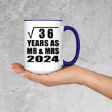 6th Anniversary Square Root of 36 Years As Mr & Mrs 2024 - 15oz Accent Mug Purple