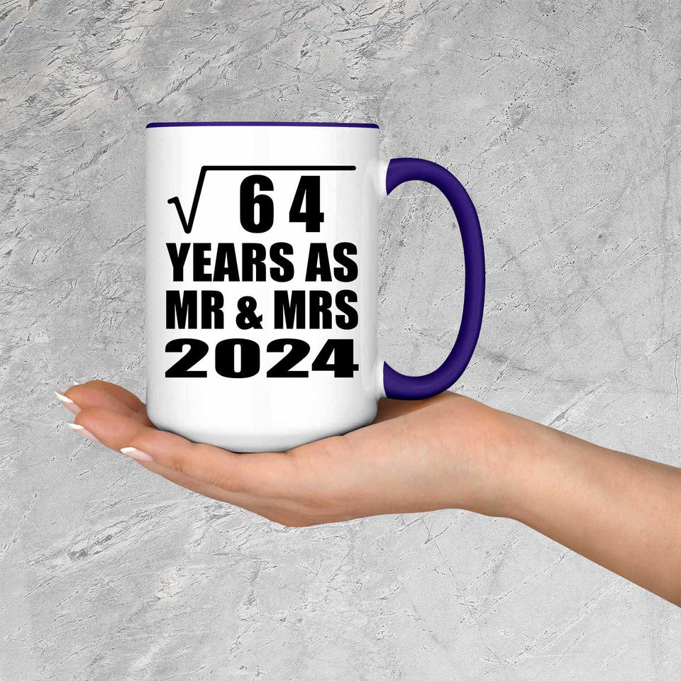 8th Anniversary Square Root of 64 Years As Mr & Mrs 2024 - 15oz Accent Mug Purple