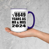 93rd Anniversary Square Root of 8649 Years As Mr & Mrs 2024 - 15oz Accent Mug Purple