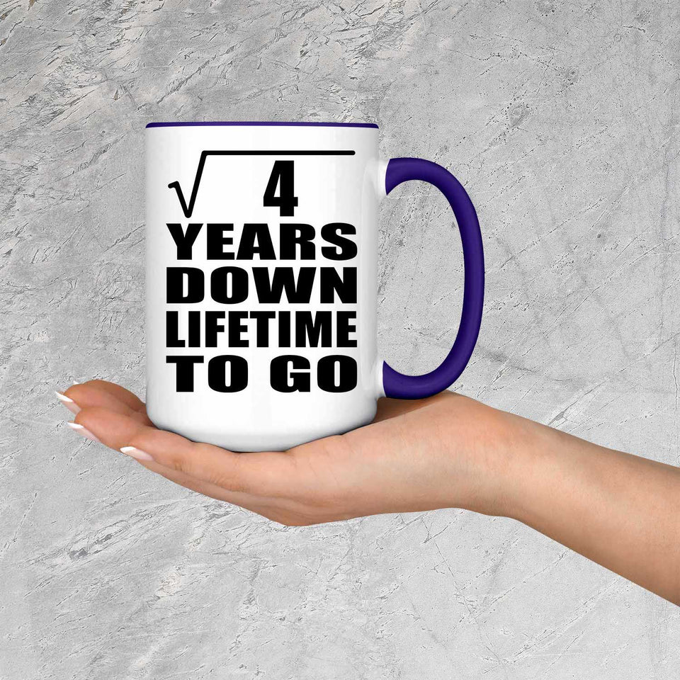 2nd Anniversary Square Root of 4 Years Lifetime To Go - 15oz Accent Mug Purple