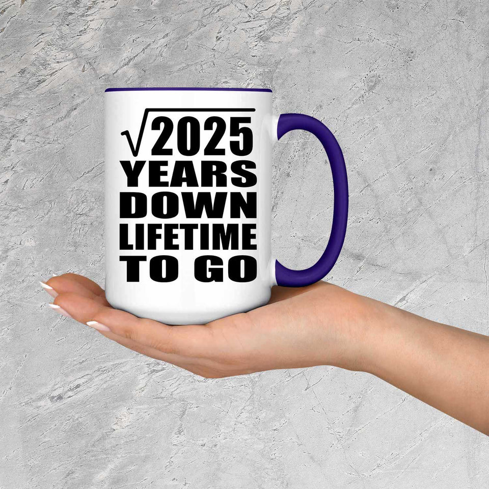 45th Anniversary Square Root of 2025 Years Lifetime To Go - 15oz Accent Mug Purple
