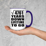 69th Anniversary Square Root of 4761 Years Lifetime To Go - 15oz Accent Mug Purple