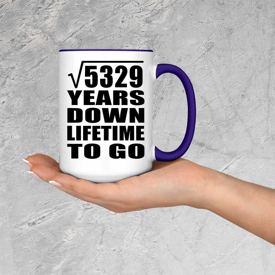 73rd Anniversary Square Root of 5329 Years Lifetime To Go - 15oz Accent Mug Purple