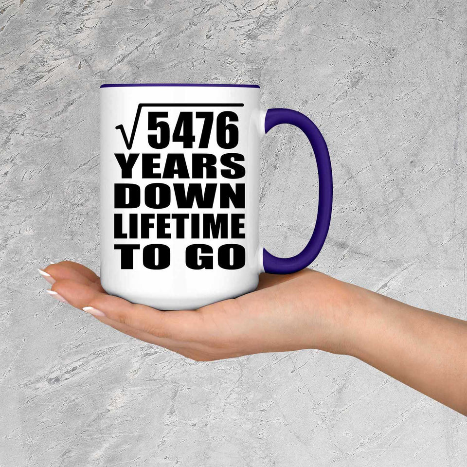 74th Anniversary Square Root of 5476 Years Lifetime To Go - 15oz Accent Mug Purple