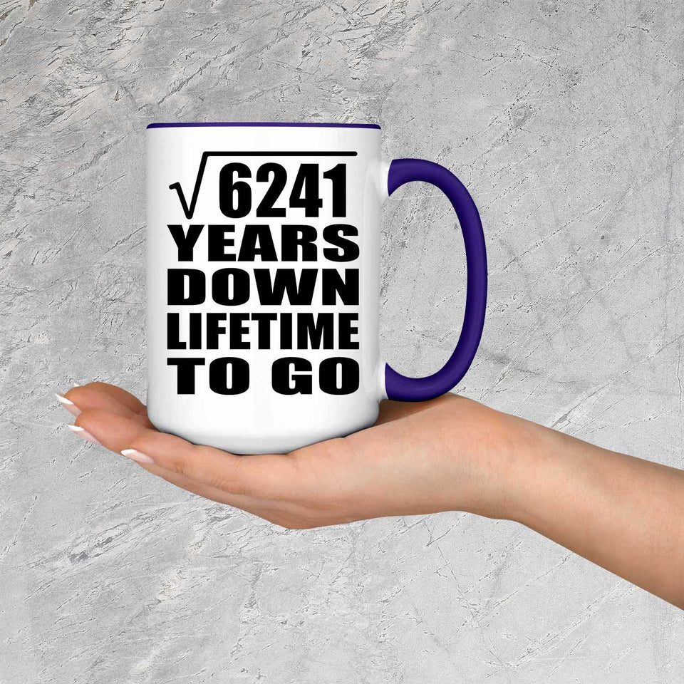 79th Anniversary Square Root of 6241 Years Lifetime To Go - 15oz Accent Mug Purple